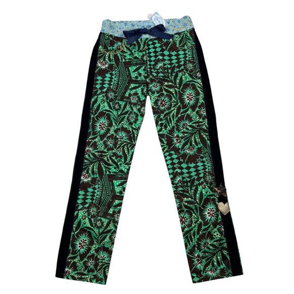 L'ÎLE BLEUE Boubou Barbara Pants 36 US 6 Small Floral Straight Leg Tuxedo Stripe - Picture 12 of 12